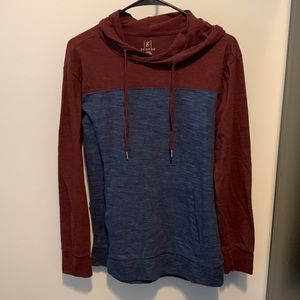 George Maroon and blue light weight hoodie.